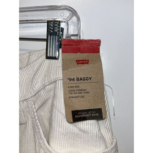 NWT Levis 94 Baggy Corduroy Pants Mid Rise Straight Leg Size 33 Cream Womens - Picture 5 of 12